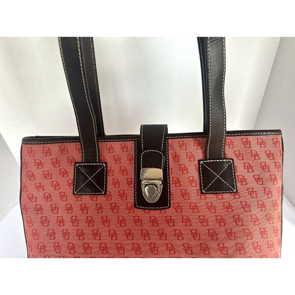 Dooney & Bourke Shoulder Bag Pink Red Canvas Sign. Logo Leather Trim Mean Girls - Picture 11 of 14